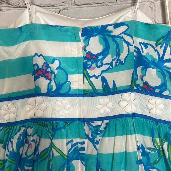 Lilly Pulitzer Shorely Blue Tossing the Line Beaded Silk Blend Langley Dress - Picture 10 of 15